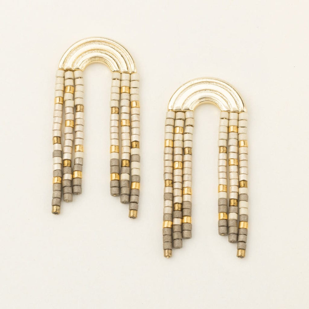 EAR-GPL Chromacolor Miyuki Rainbow Fringe Earring - Pewter