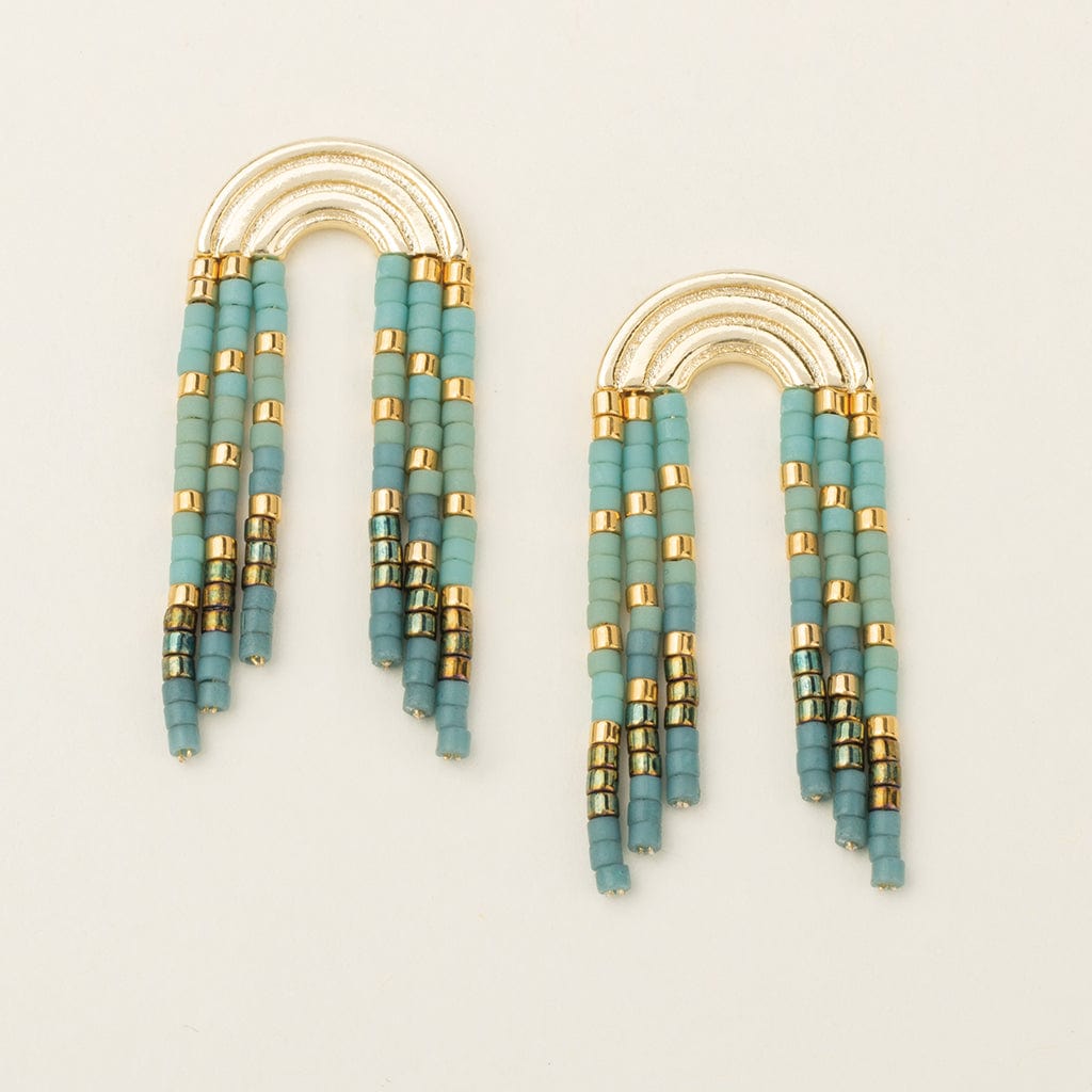 EAR-GPL Chromacolor Miyuki Rainbow Fringe Earring - Turquo