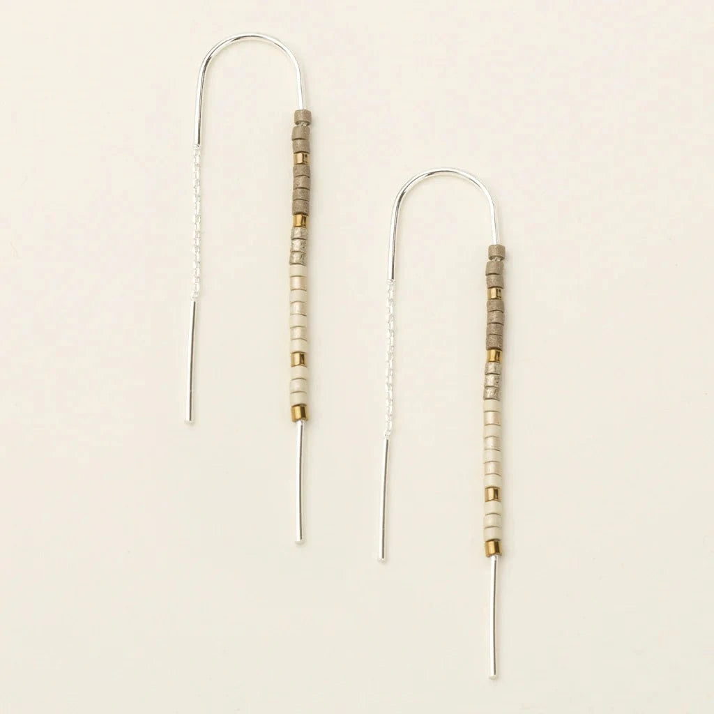 EAR-GPL Chromacolor Miyuki Thread Earring - Pewter Multi/Silver