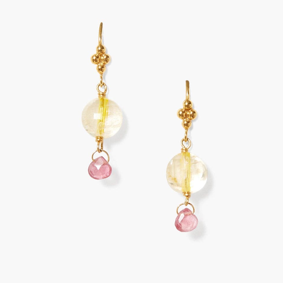 EAR-GPL Citrine & Pink Tourmaline Drop Earrings