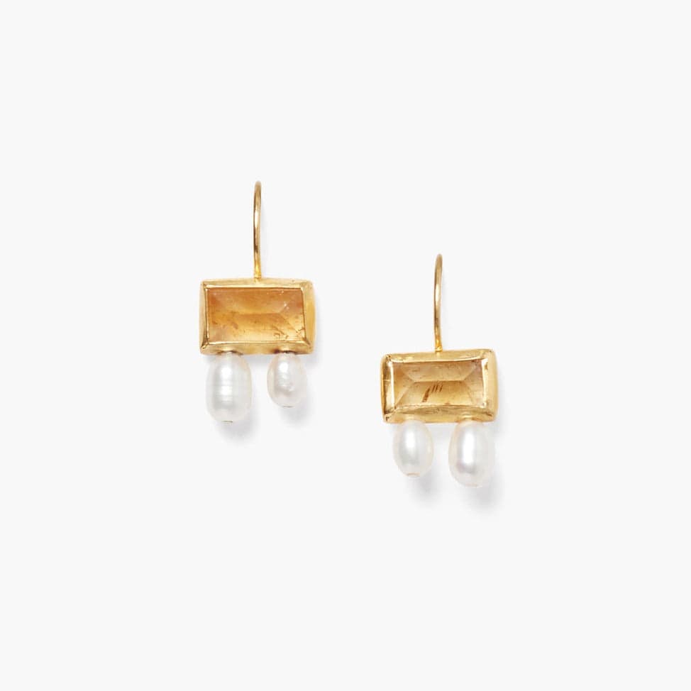 EAR-GPL Citrine Tab Pearl Drop Earrings