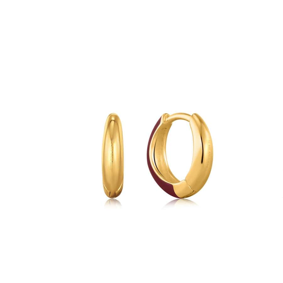 
                      
                        EAR-GPL Claret Red Enamel Gold Sleek Huggie
                      
                    