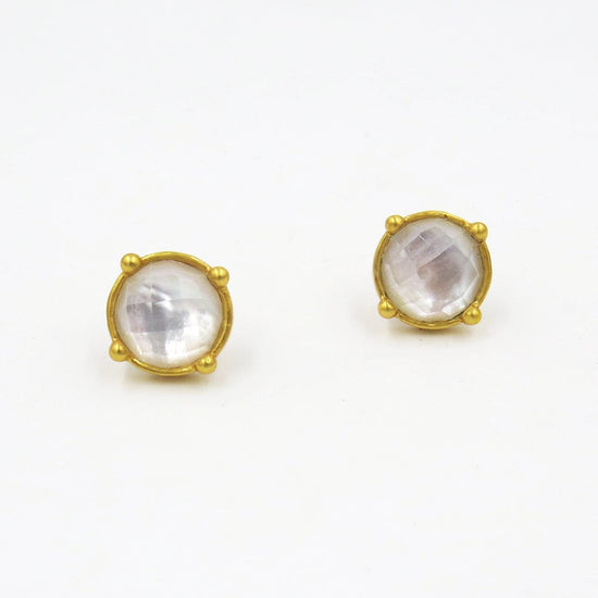 Load image into Gallery viewer, EAR-GPL CLEAR CRYSTAL HONEY STUDS
