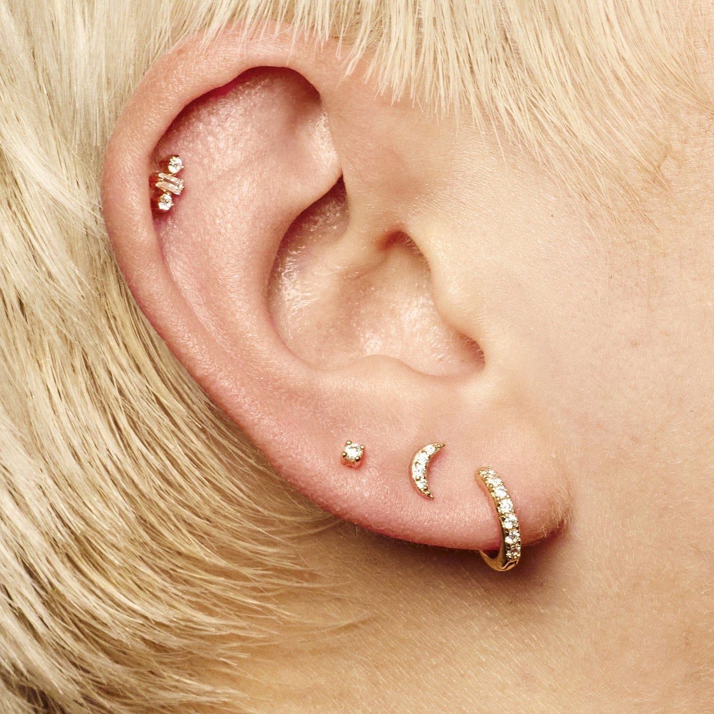 EAR-GPL Clear Stone Single Flat Back Earring