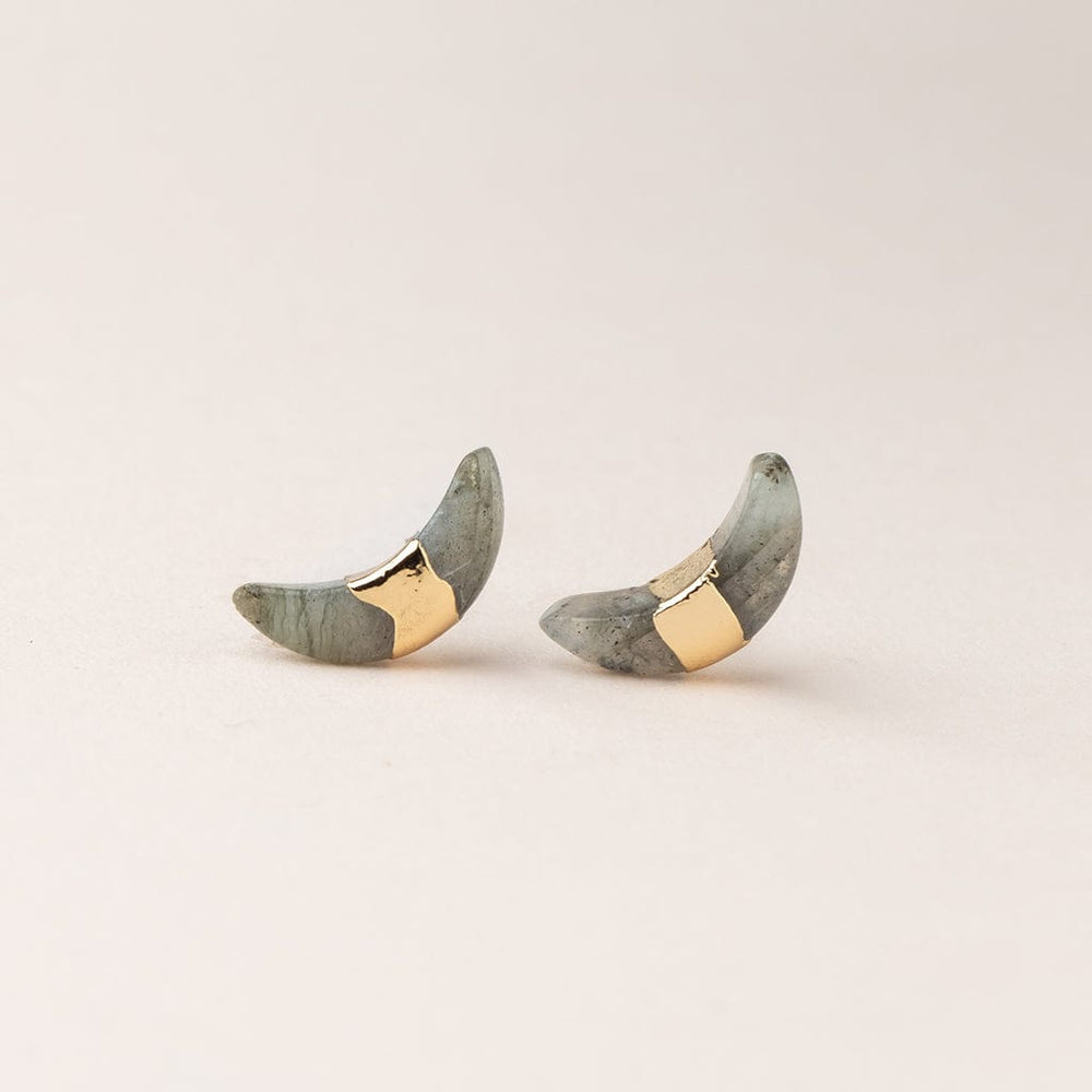 EAR-GPL Crescent Moon Stud - Labradorite/Gold