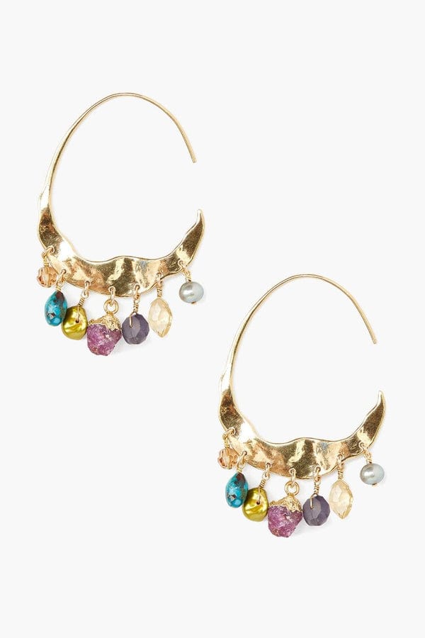 EAR-GPL Crescent Multi Mix Gold Hoop Earrings