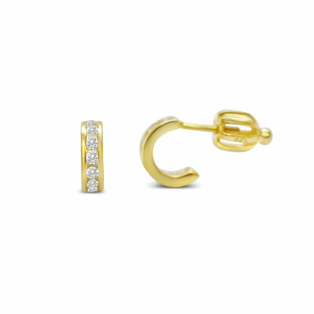 EAR-GPL CZ Half Hoop Earrings Gold