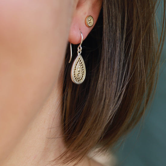 EAR-GPL Dotted Teardrop Earrings - Gold & Silver