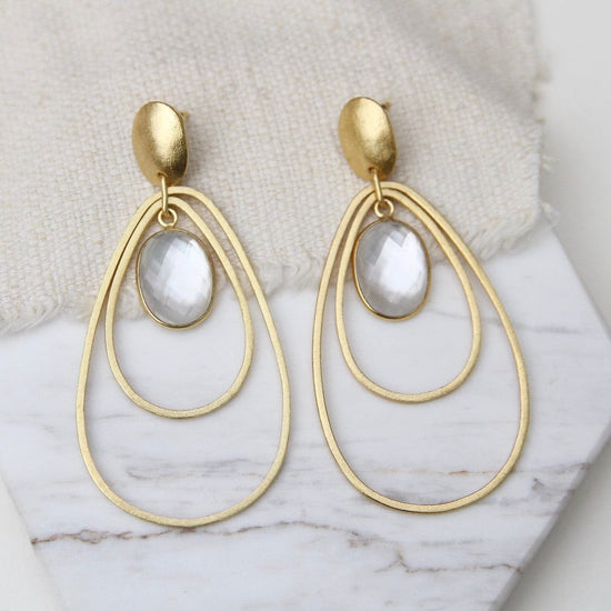 EAR-GPL Double Oval Earring With Oval Mother Of Pearl Earring