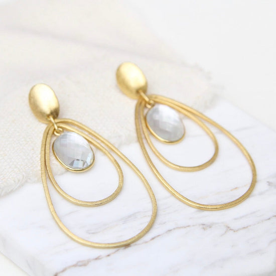 EAR-GPL Double Oval Earring With Oval Mother Of Pearl Earring