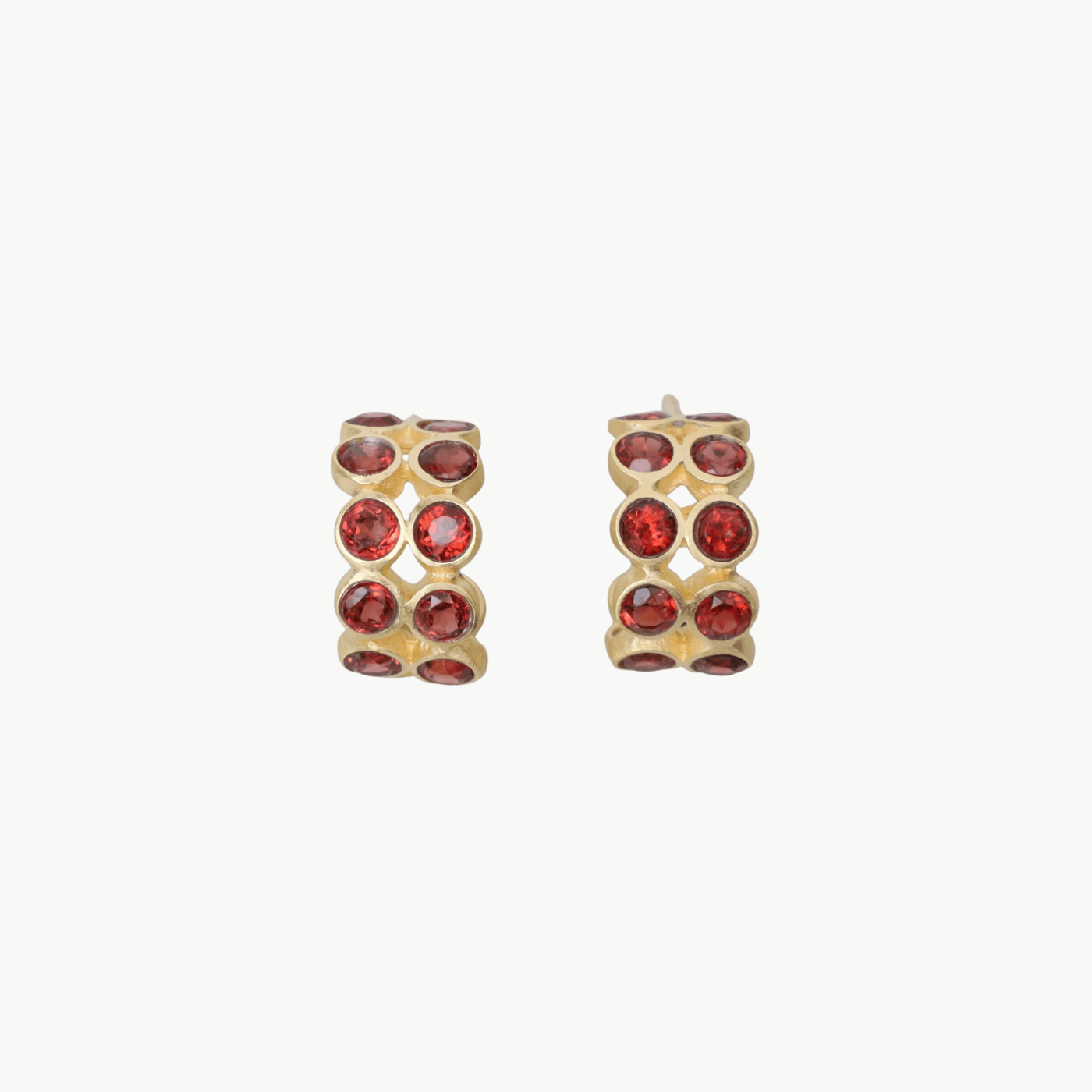 EAR-GPL Double Row Garnet Hoops