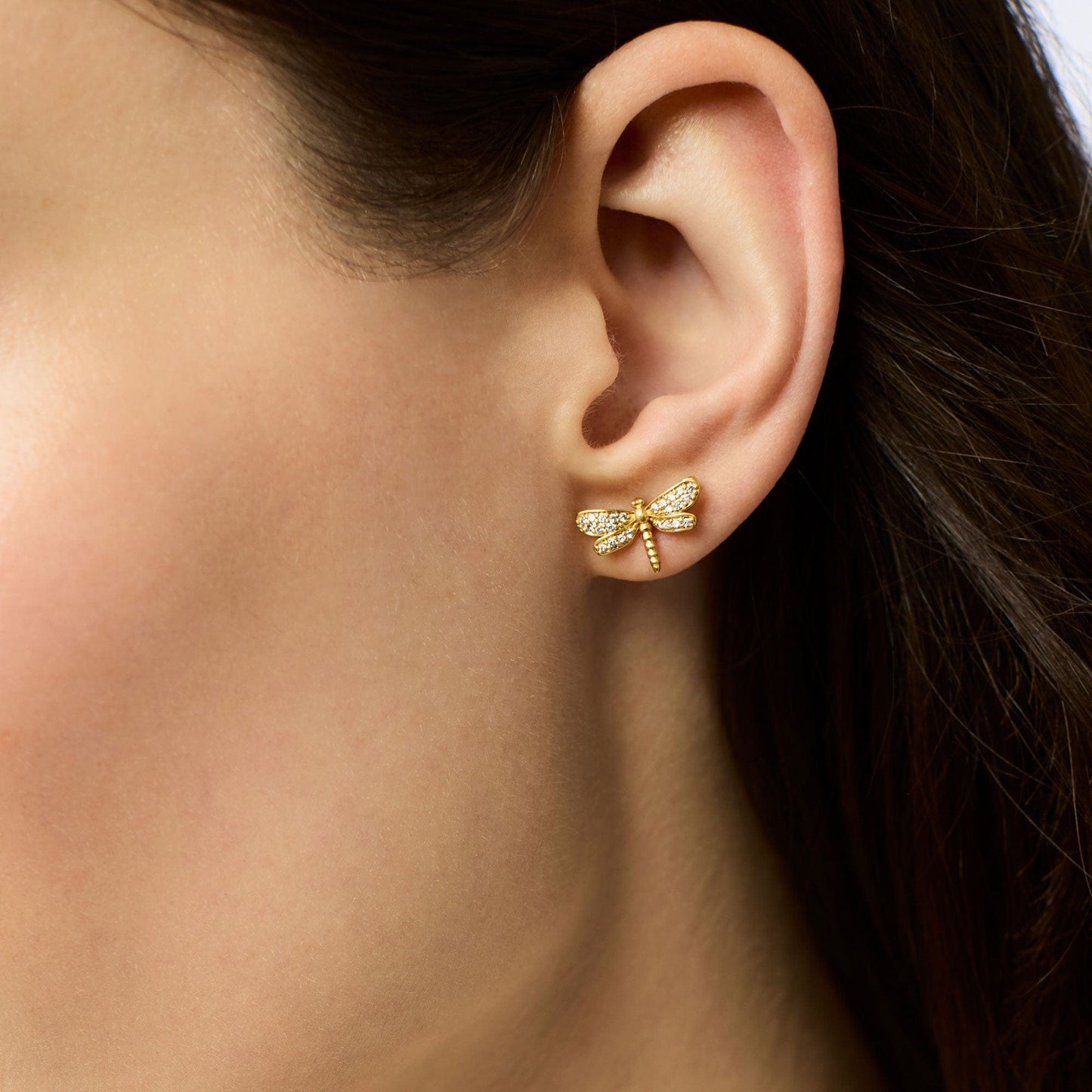 EAR-GPL Dragonfly Pavé Stud Earrings