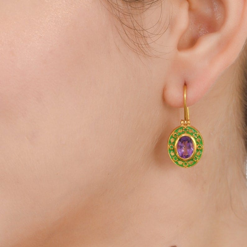 
                      
                        EAR-GPL "Dreamland" Enameled Amethyst Earrings
                      
                    