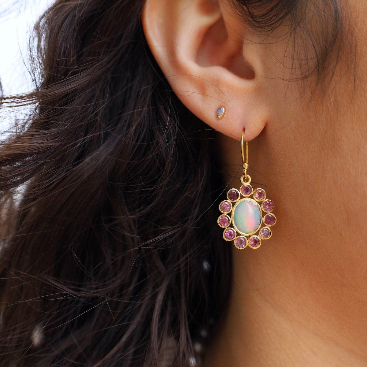 EAR-GPL Ethiopian Opal & Pink Tourmaline Earrings