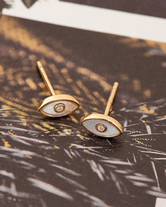 EAR-GPL Evil Eye Gold Stud Earrings