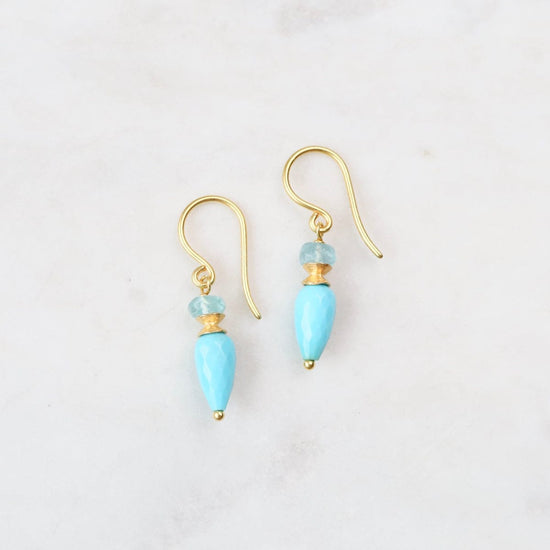 EAR-GPL FACETED APATITE & TURQUOISE EARRING