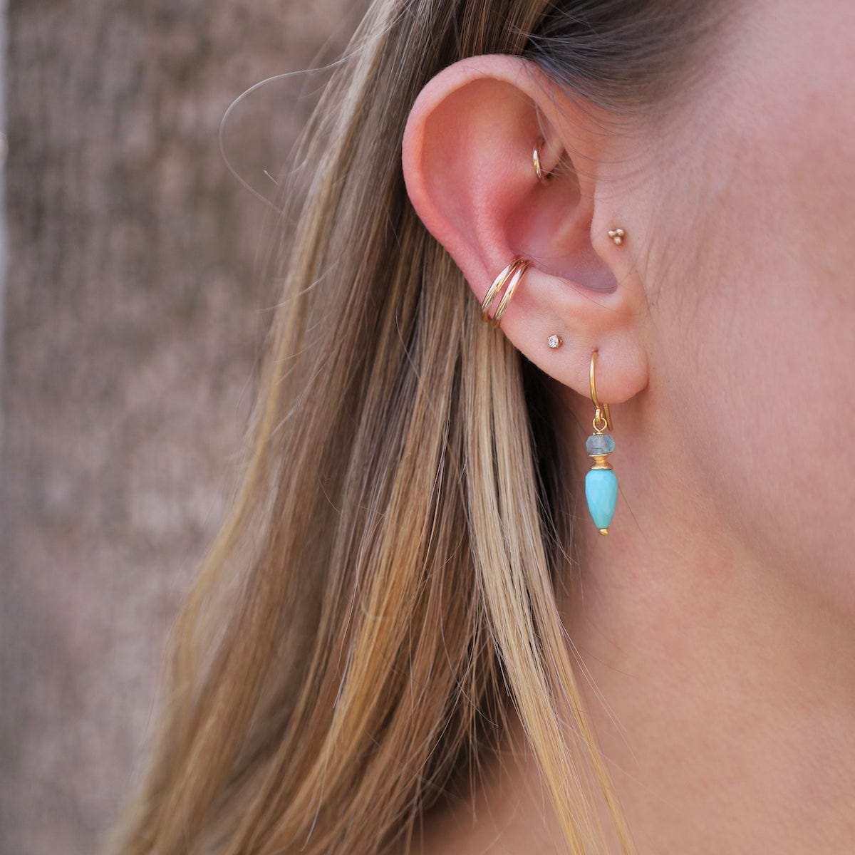 EAR-GPL Faceted Apatite & Turquoise Earrings