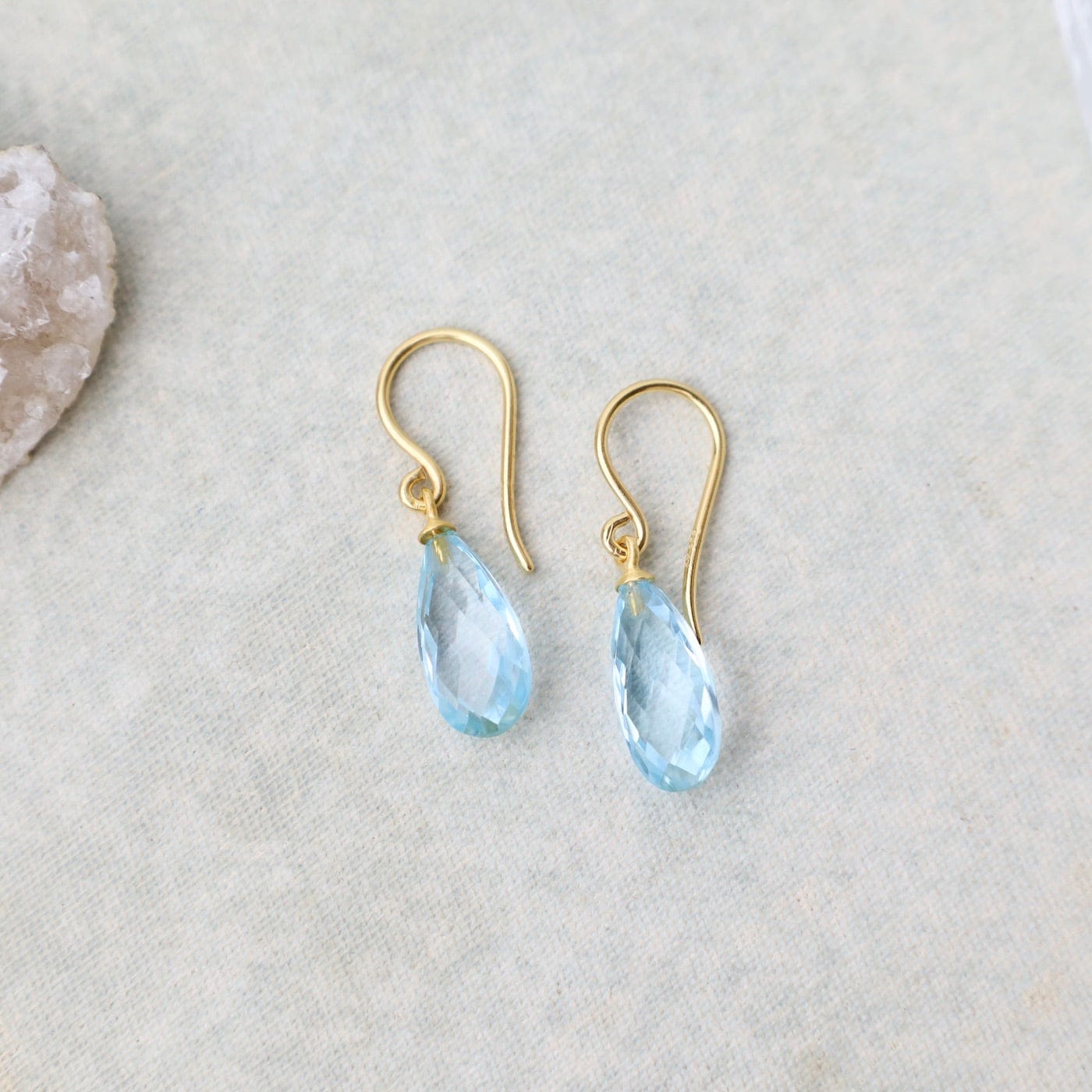 EAR-GPL Faceted Sky Blue Drop Earrings