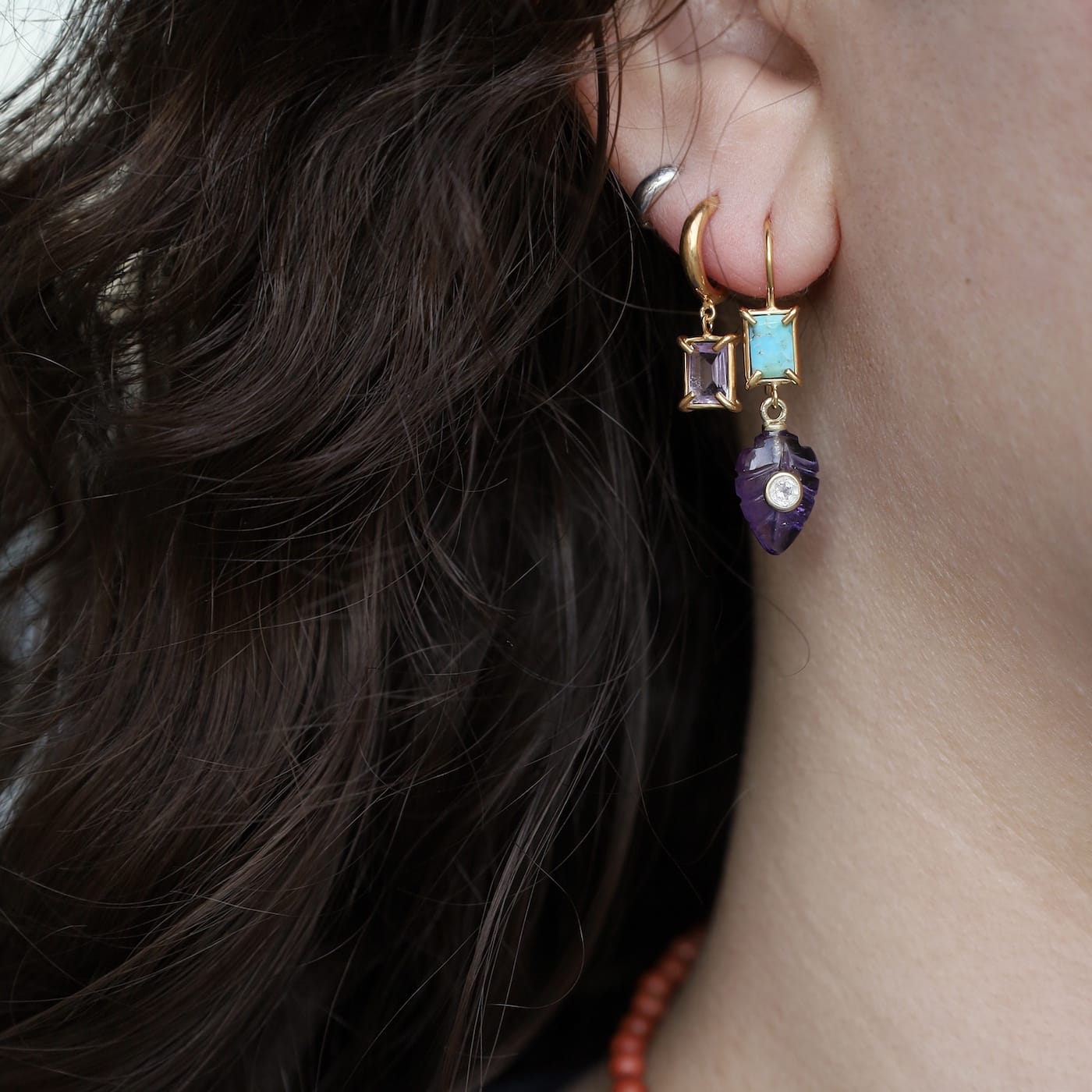EAR-GPL Fern Earrings Amethyst