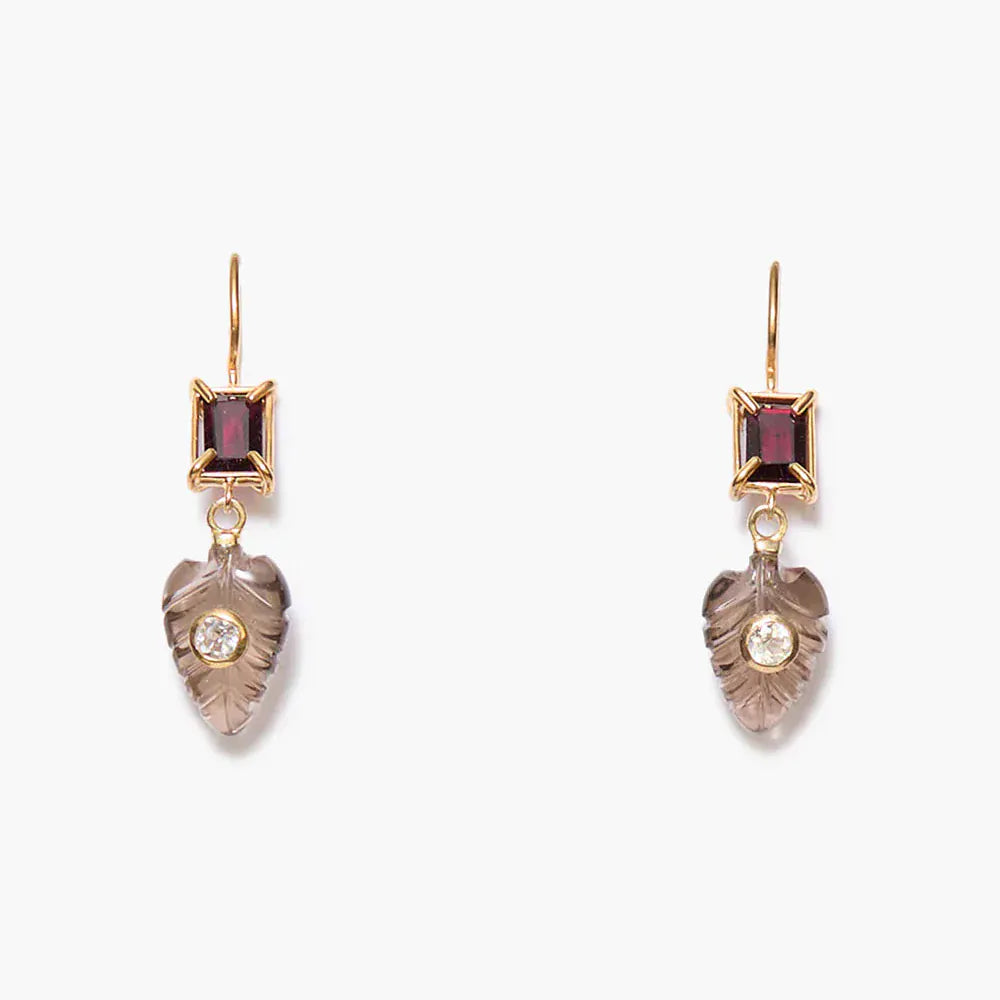 EAR-GPL Fern Earrings Smoky Quartz