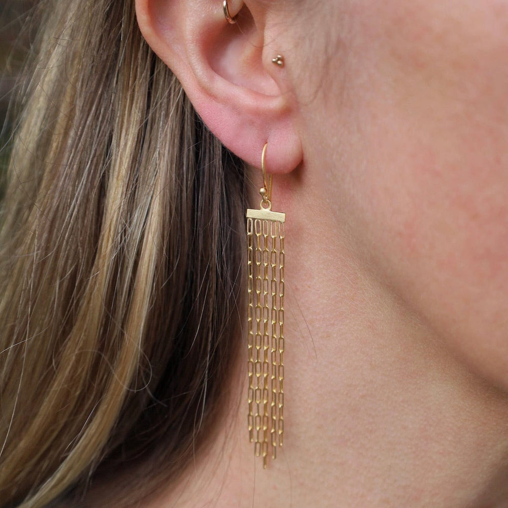 EAR-GPL Five Long Link Chains Earrings