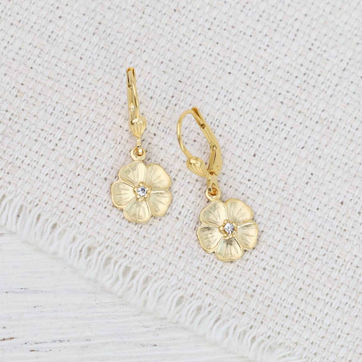EAR-GPL Flower Crystal Earring - Gold Plate