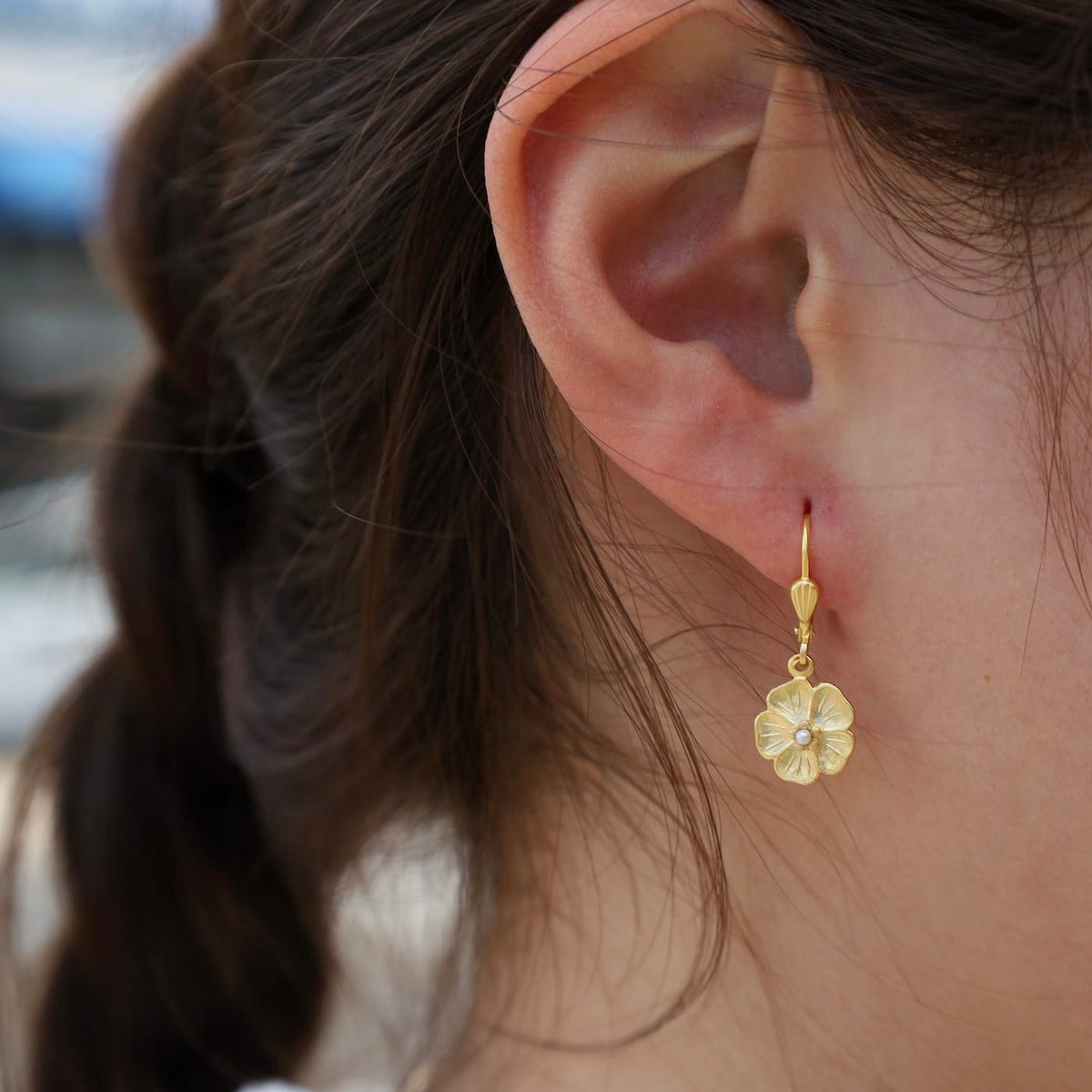 EAR-GPL Flower Pearl Earring - Gold Plate