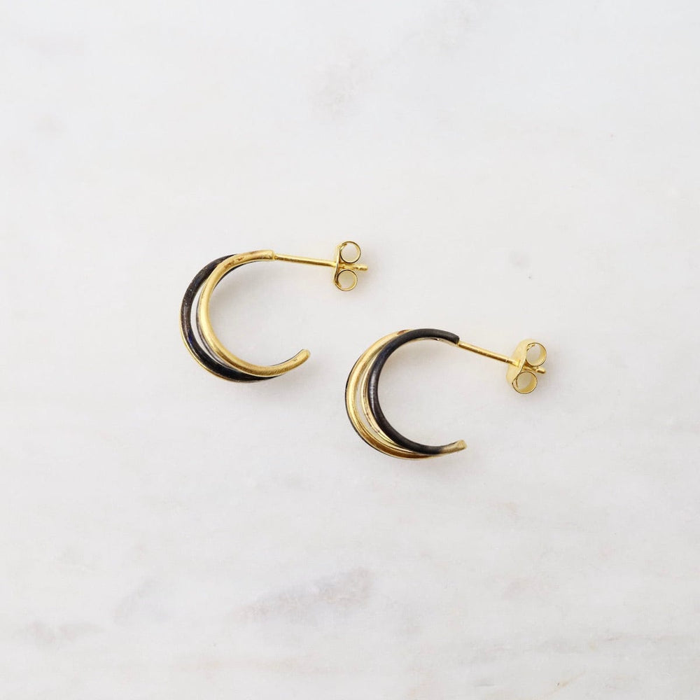 
                  
                    EAR-GPL Four Rounded Gold & Black Rhodium Lines Hoops
                  
                