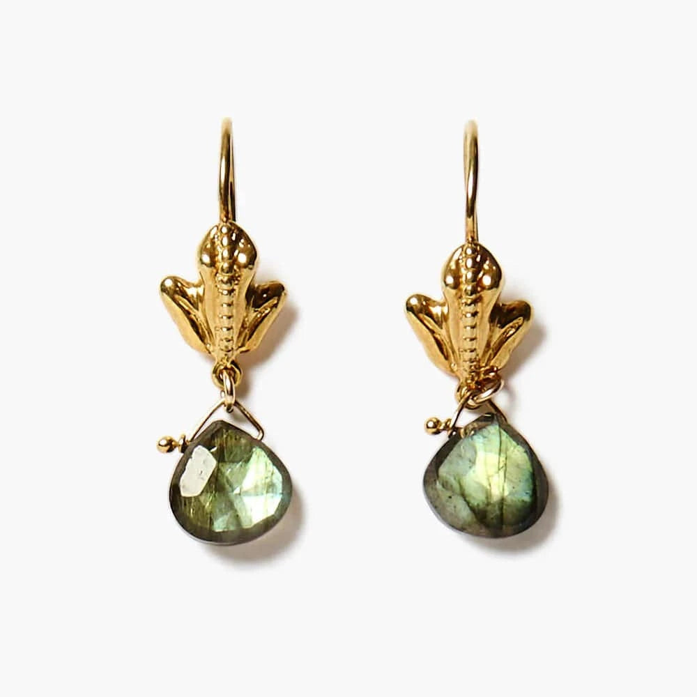 EAR-GPL Frog Drop Earrings Labradorite