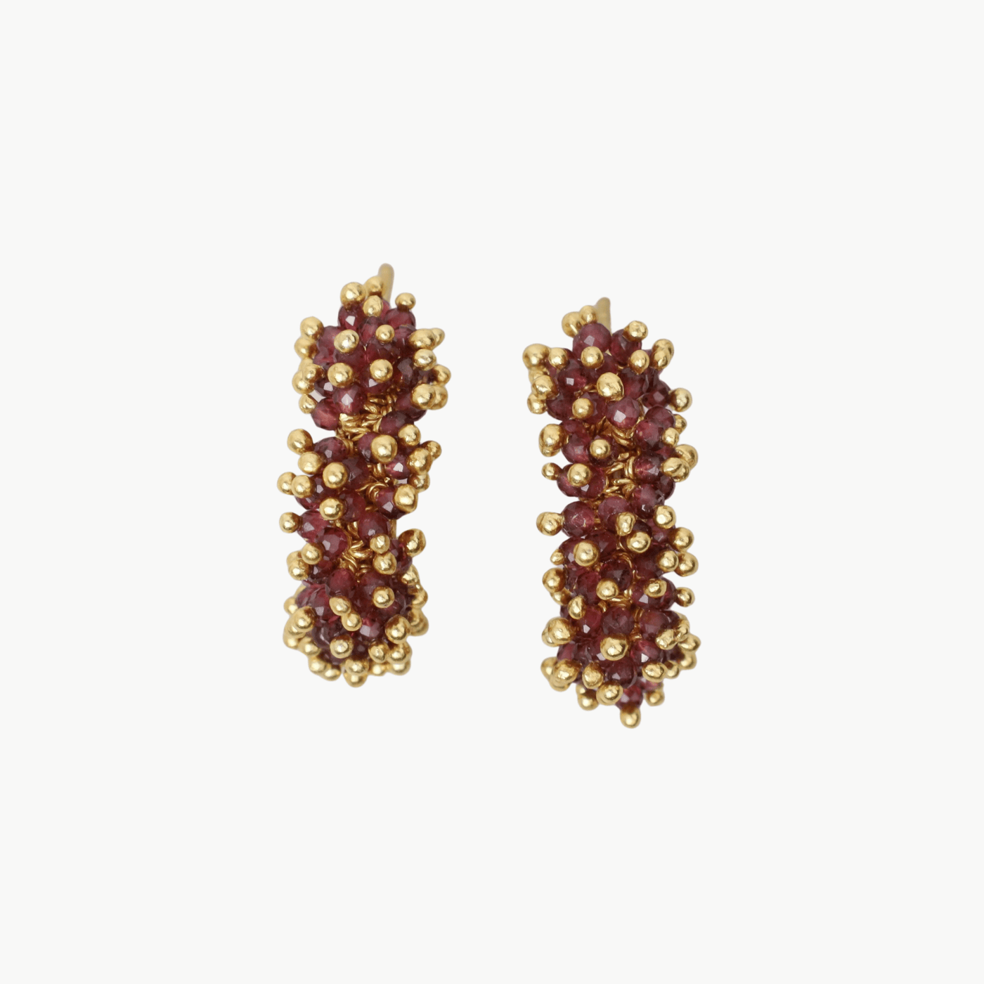 EAR-GPL Garnet Gold Beads Hoops