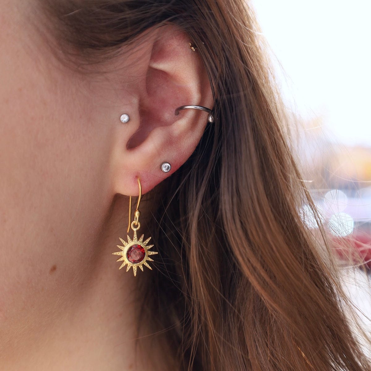 EAR-GPL Garnet Star Earrings