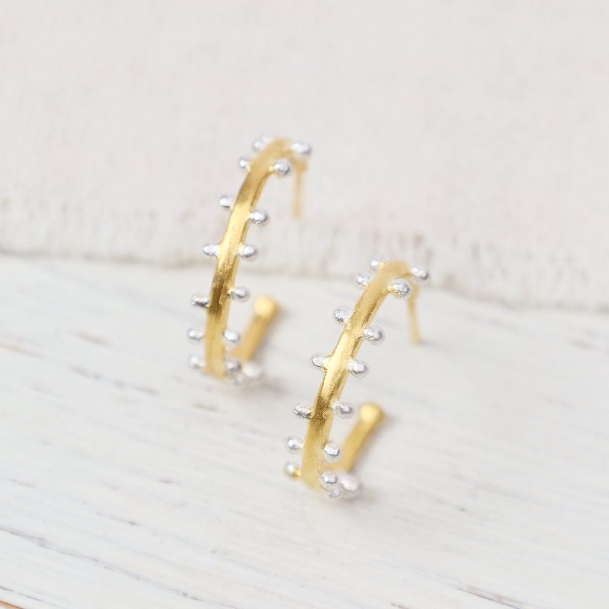 EAR-GPL Gold and Silver Dot Hoop Earrings