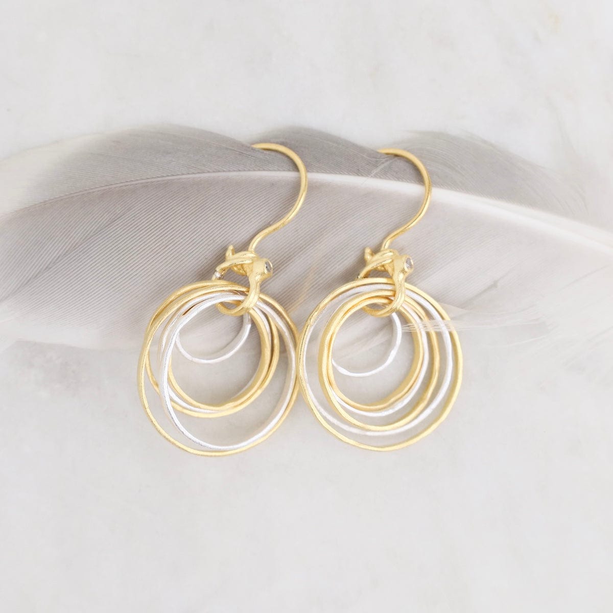 EAR-GPL Gold and Silver Hammered Earrings