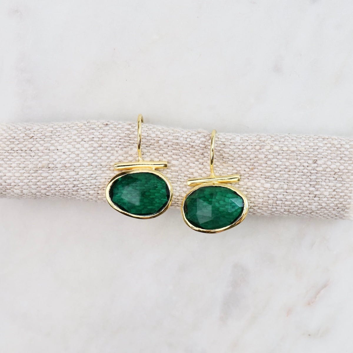 EAR-GPL Gold Bar Earring Green Tourmaline