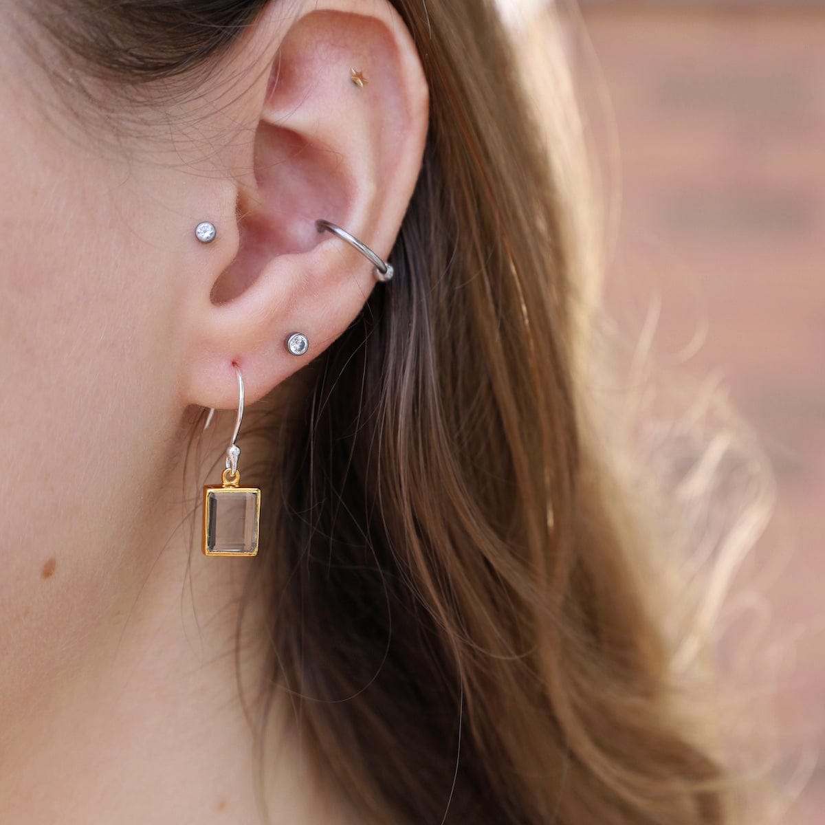 EAR-GPL Gold Bezel Green Amethyst Earrings