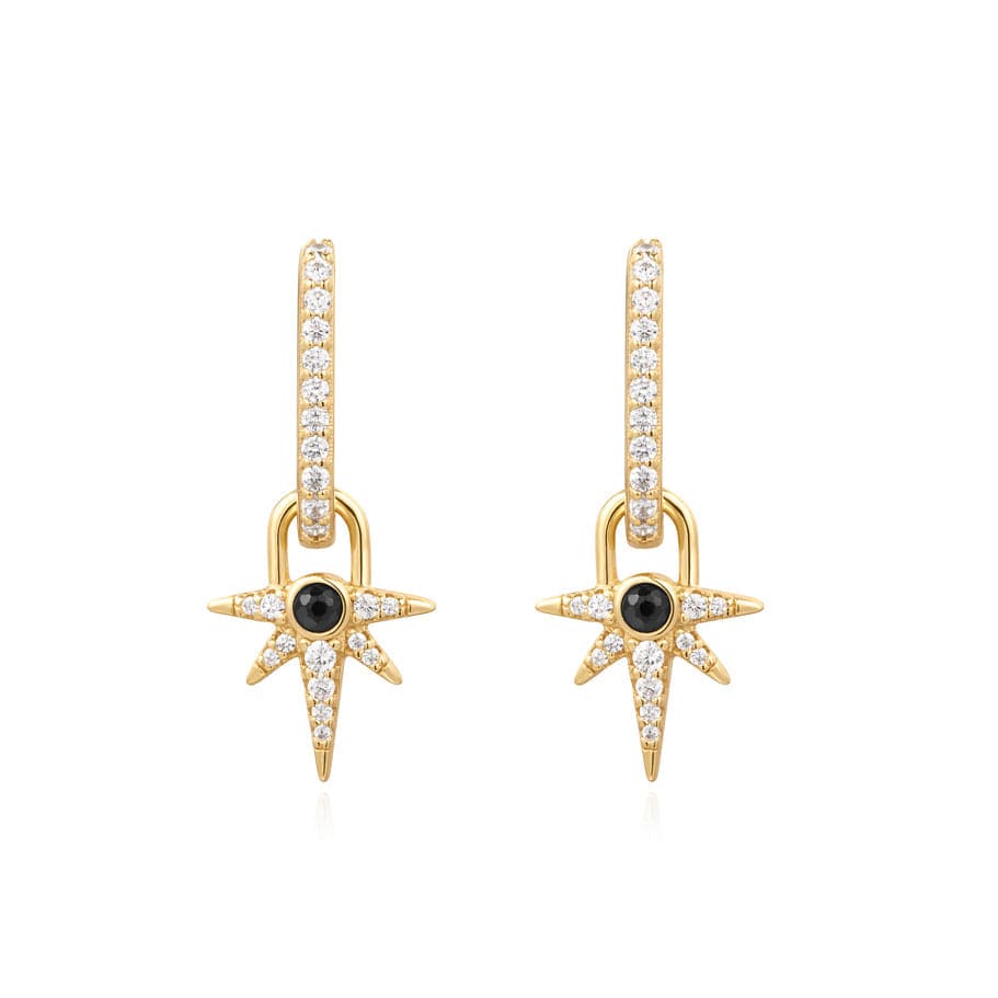 
                  
                    EAR-GPL Gold Black Onyx Star Drop Huggie Earrings
                  
                