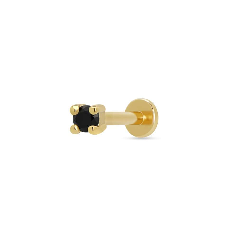 EAR-GPL Gold Black Stone Single Flat Back Earring
