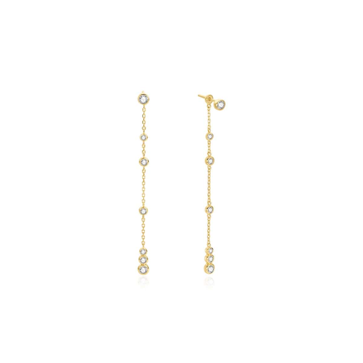 EAR-GPL Gold Cascade Station Drop Stud Earrings