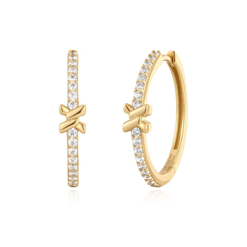 EAR-GPL Gold Cross Hoop Earrings