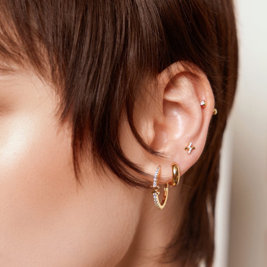 EAR-GPL Gold Cross Hoop Earrings