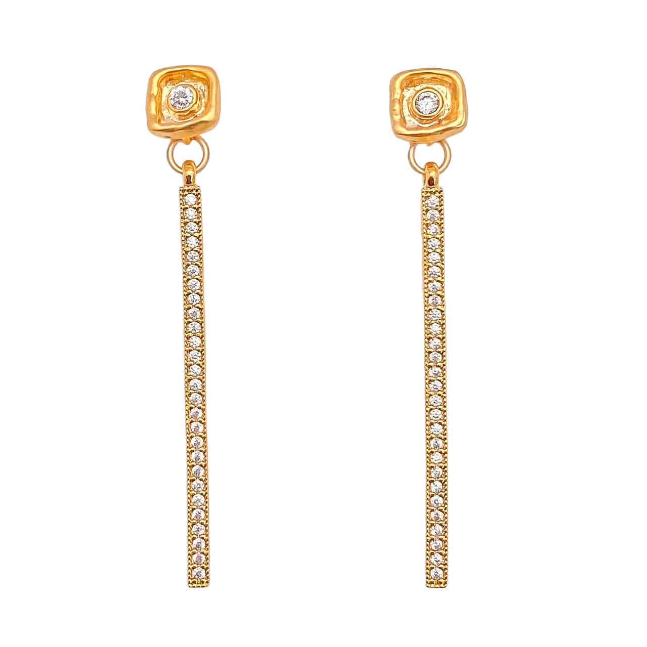 EAR-GPL Gold Crystal Bar Earrings
