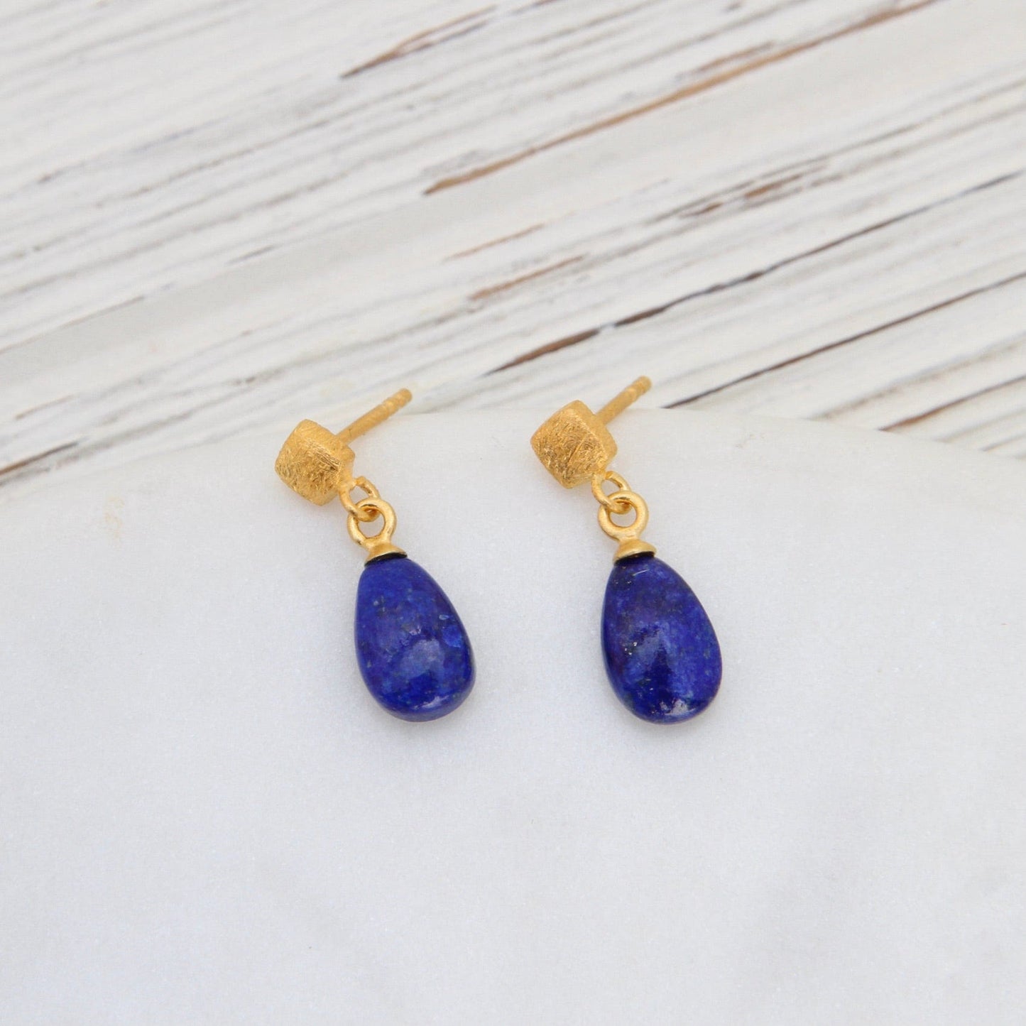 EAR-GPL Gold Cube Lapis Earrings