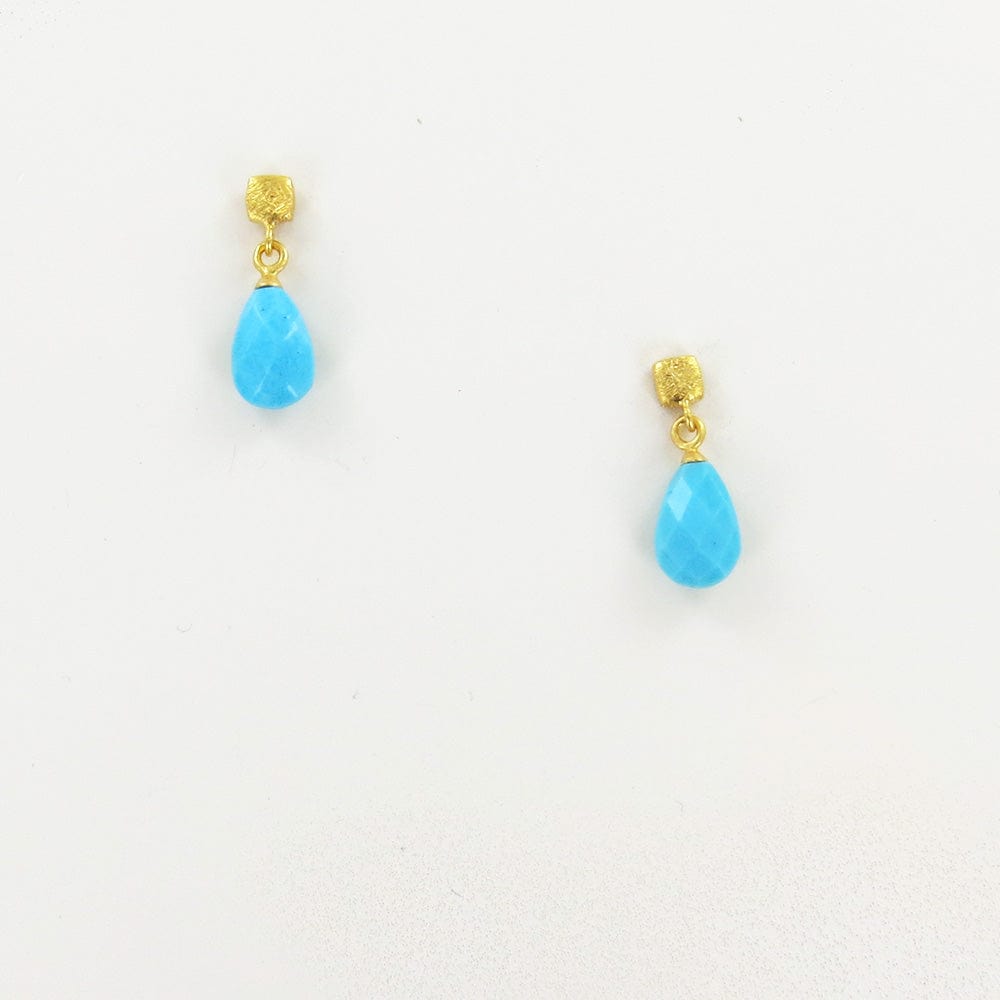 EAR-GPL GOLD CUBE TURQUOISE EARRINGS