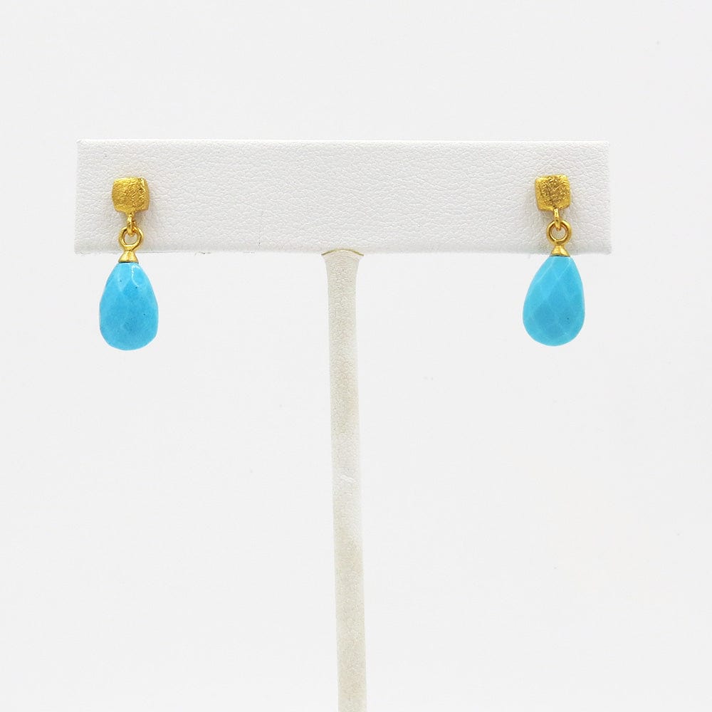 EAR-GPL GOLD CUBE TURQUOISE EARRINGS