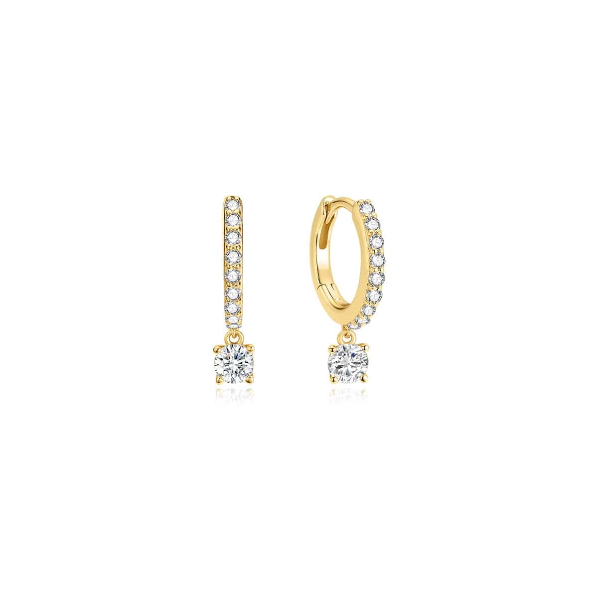 EAR-GPL Gold Dangling Sparkle Hugglie Hoop Earrings