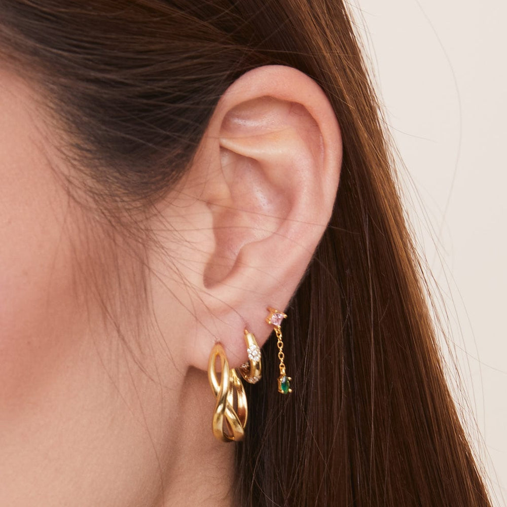 EAR-GPL Gold Delia Scattered Pave Huggie Hoops