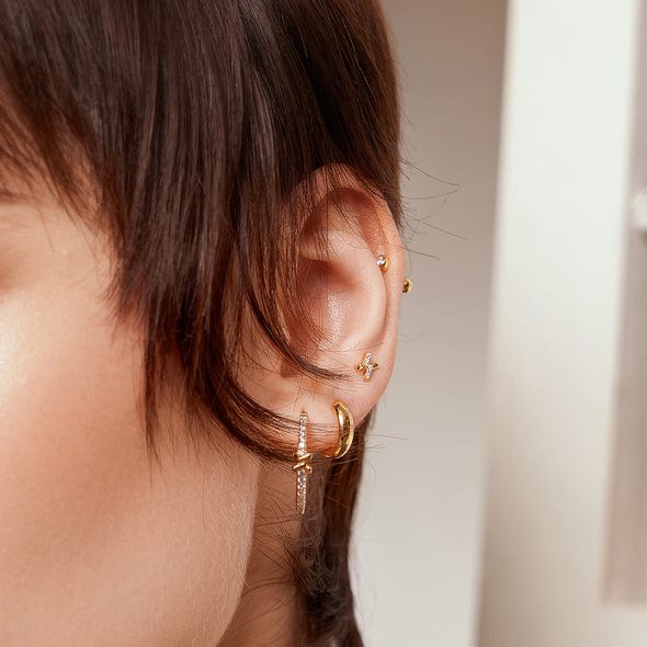 EAR-GPL Gold Dome Band Huggie Earrings