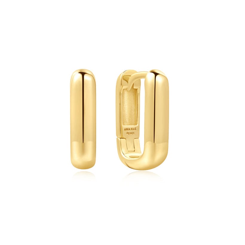 EAR-GPL Gold Dome Oval Huggie Earrings