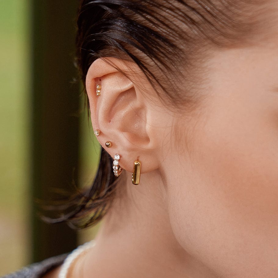 EAR-GPL Gold Dome Oval Huggie Earrings