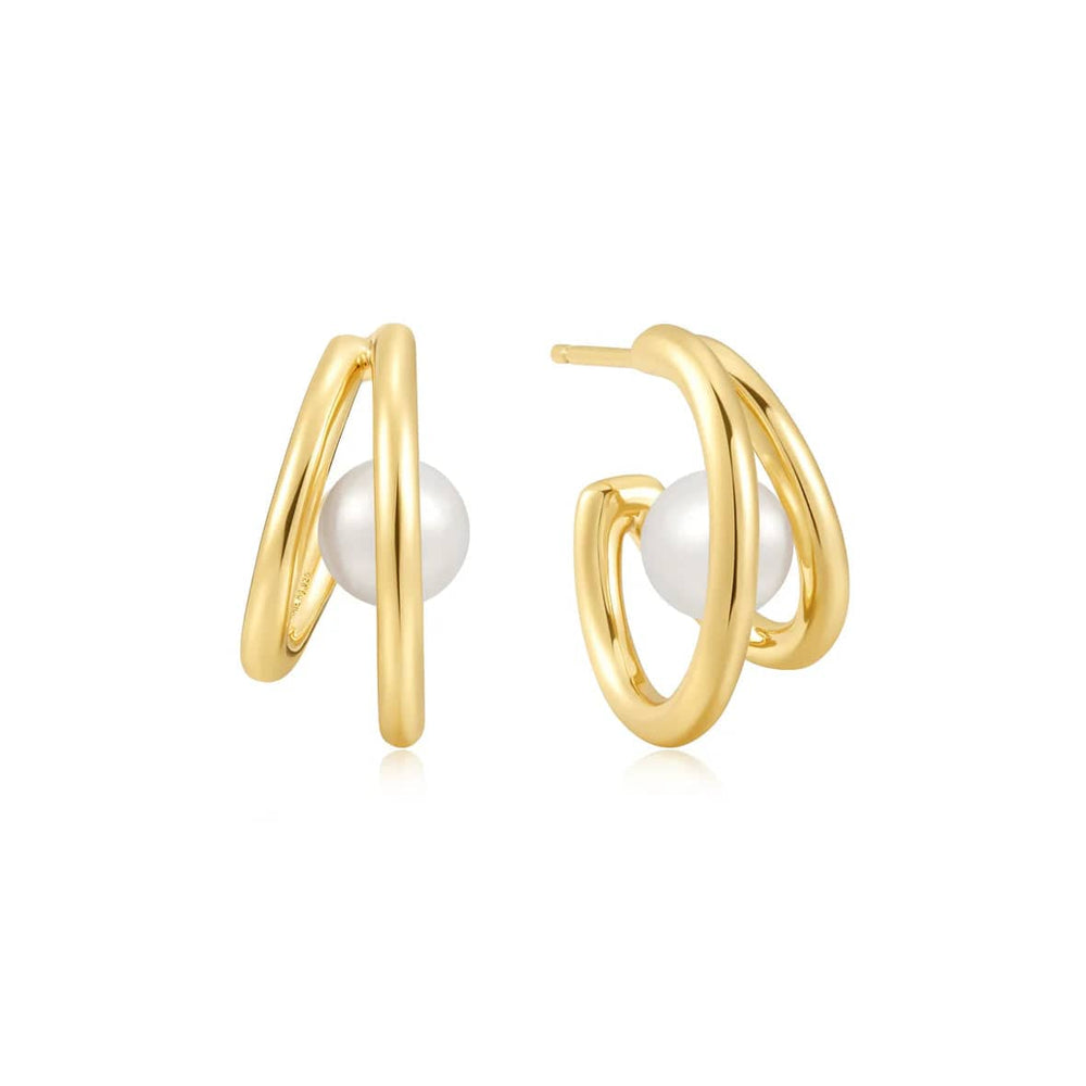 EAR-GPL Gold Duo Freshwater Pearl Stud Hoops